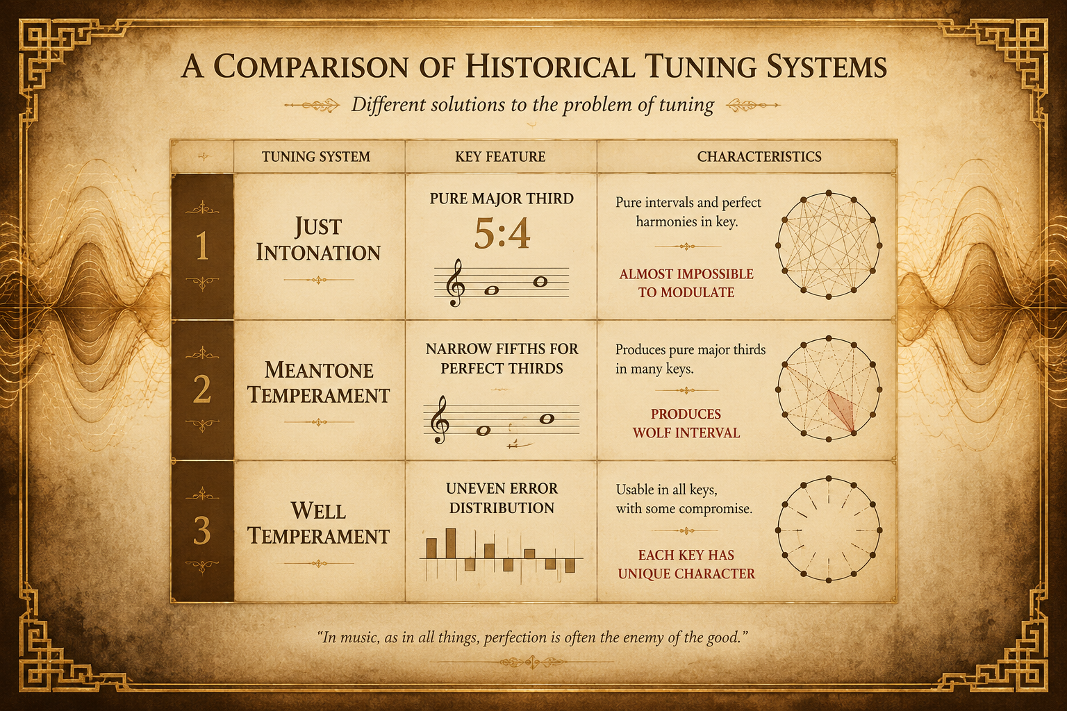 A historical overview of tuning systems and the compromises each one demanded